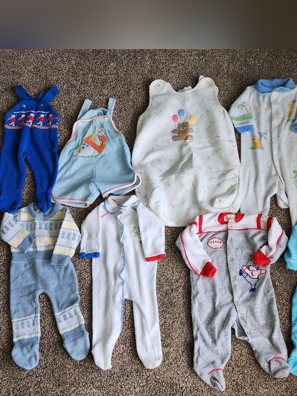 Vintage Lot Of 9 Baby Boy Items 80s 90s Various Brands And Sizes Retro Sleepers